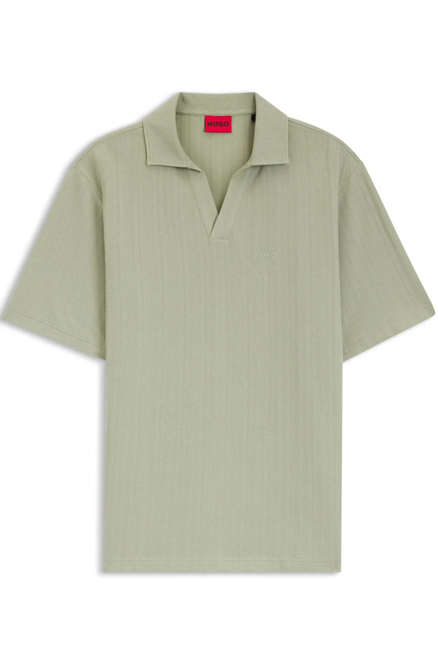 Johnny-collar polo shirt with jacquard stripe