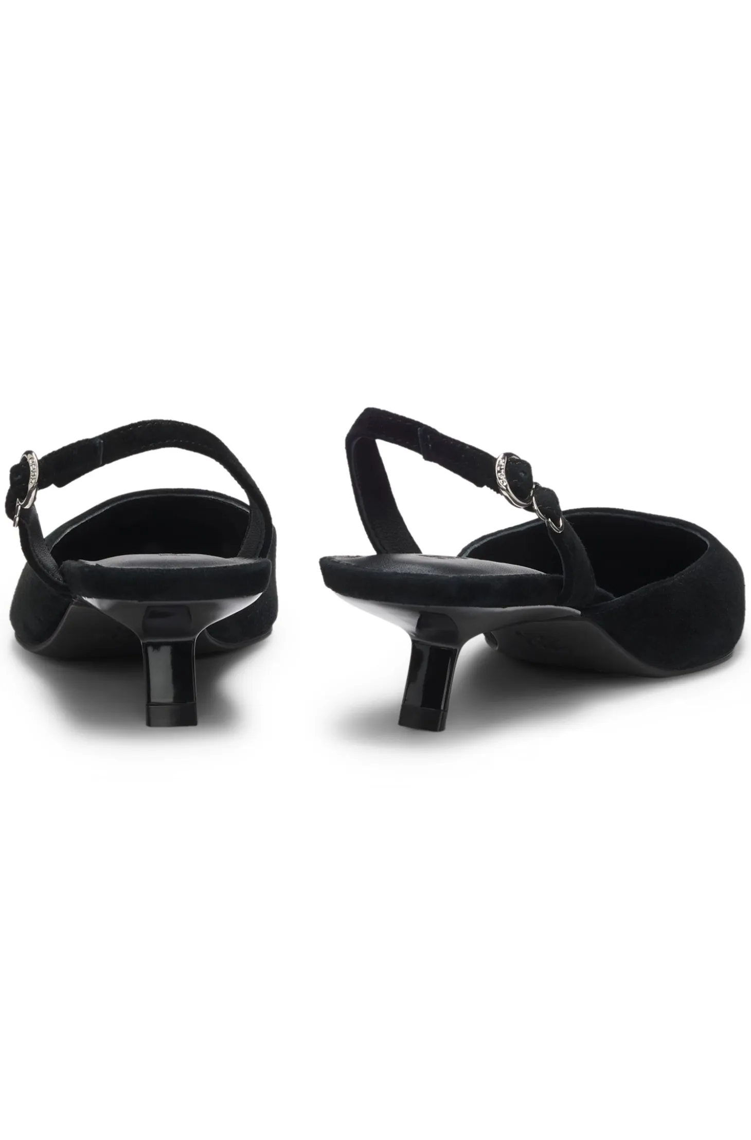 Kitten-heel slingbacks in suede