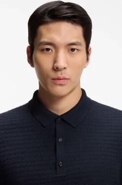 Knit polo in silk and cotton