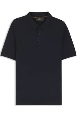 Knit polo in silk and cotton