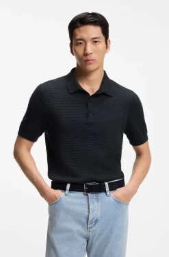 Knit polo in silk and cotton