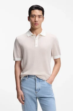 Knit polo in silk and cotton