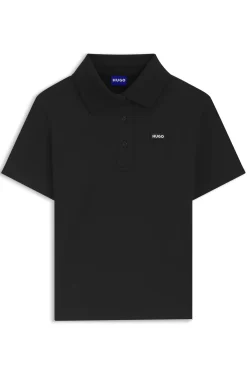 Knit polo in stretch-cotton piqué with logo badge