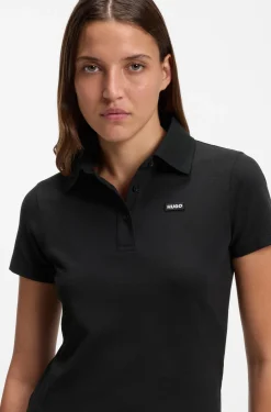 Knit polo in stretch-cotton piqué with logo badge