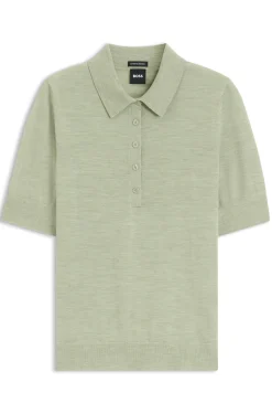 Knit polo in superfine merino wool