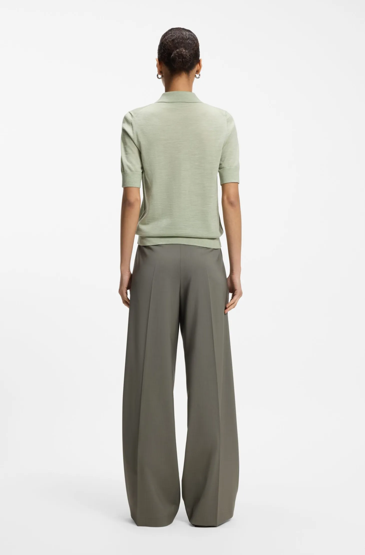 Knit polo in superfine merino wool
