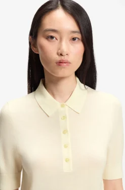 Knit polo in superfine merino wool