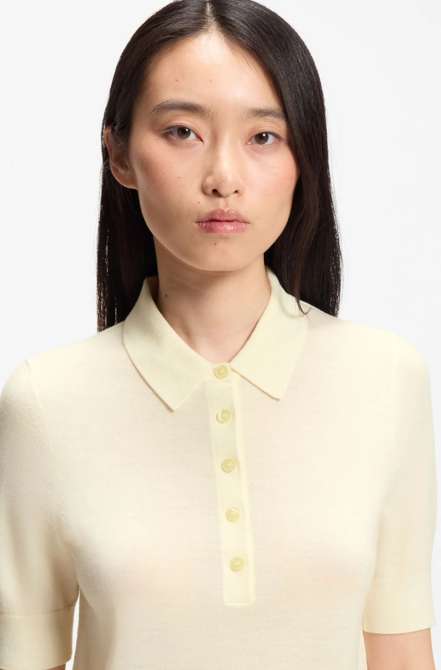 Knit polo in superfine merino wool