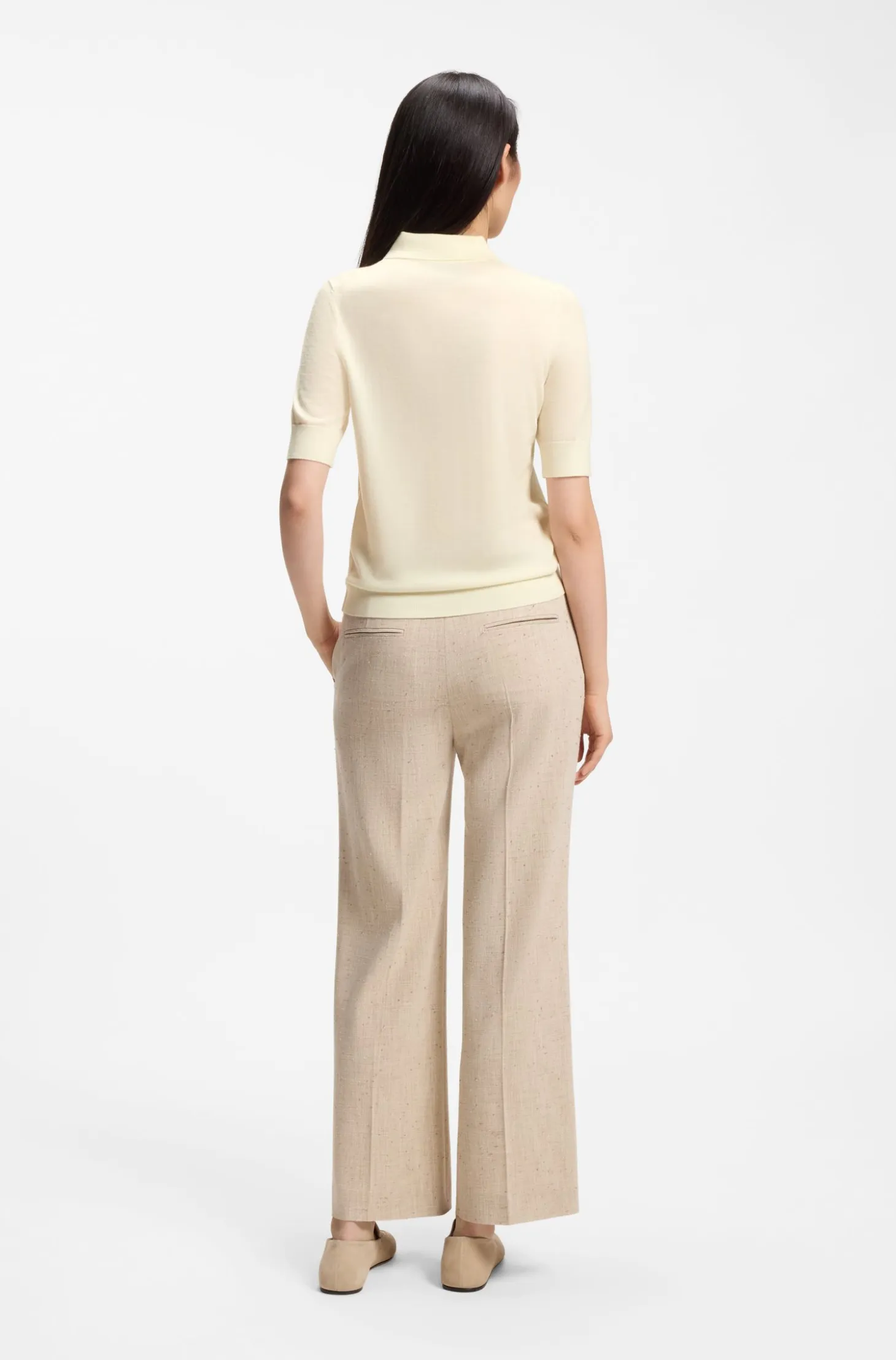 Knit polo in superfine merino wool