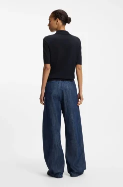 Knit polo in superfine merino wool