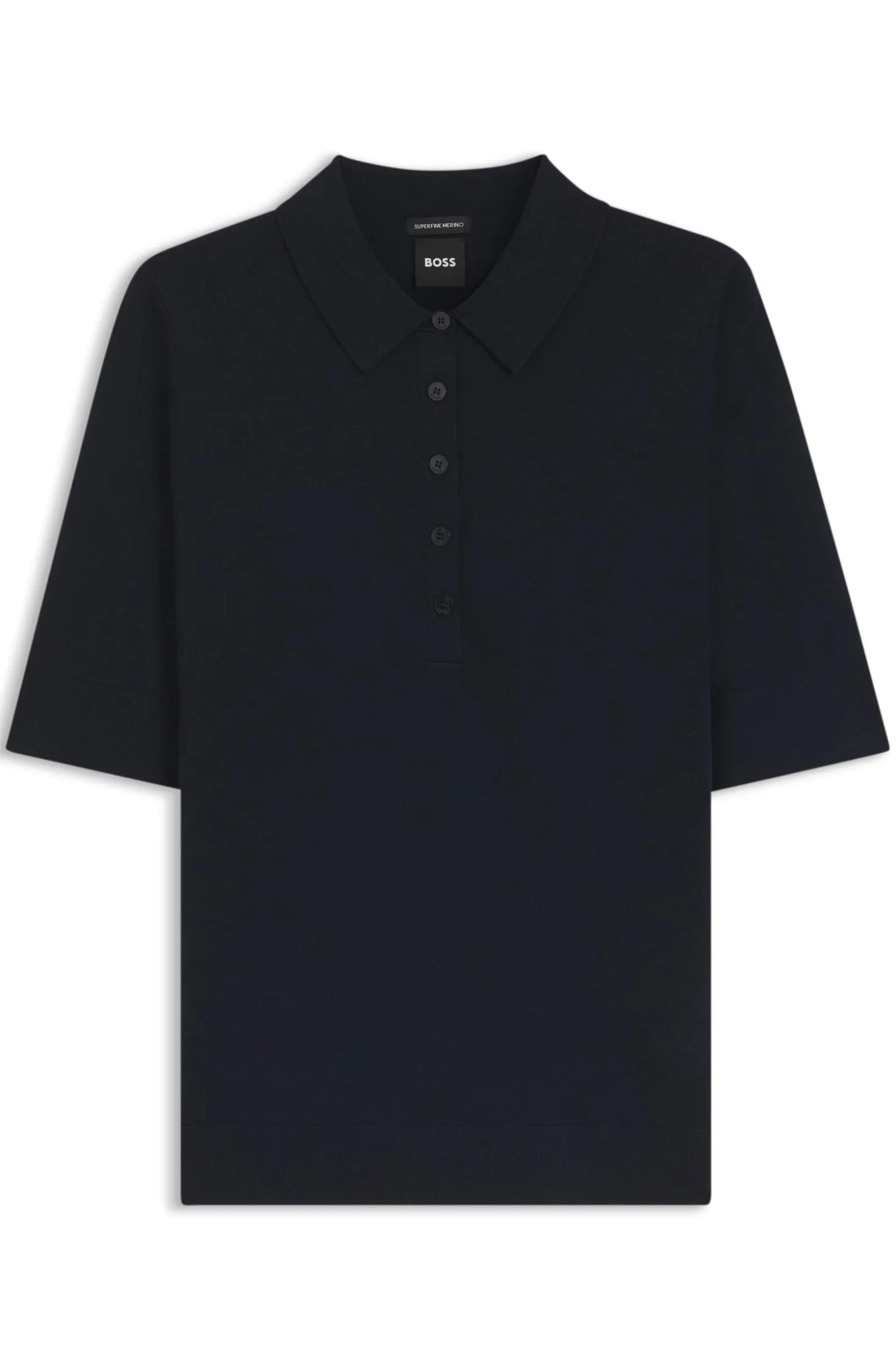 Knit polo in superfine merino wool