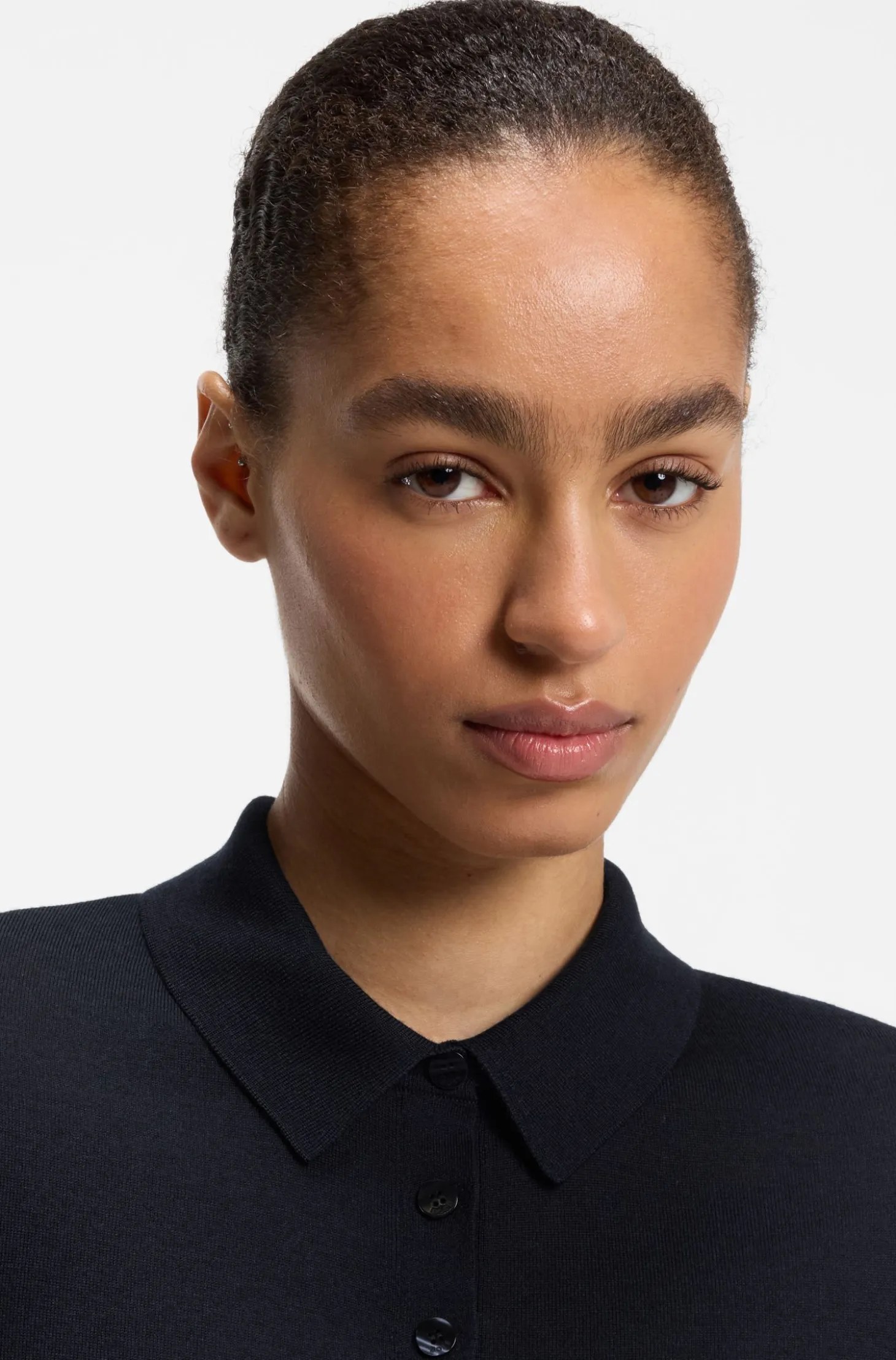 Knit polo in superfine merino wool