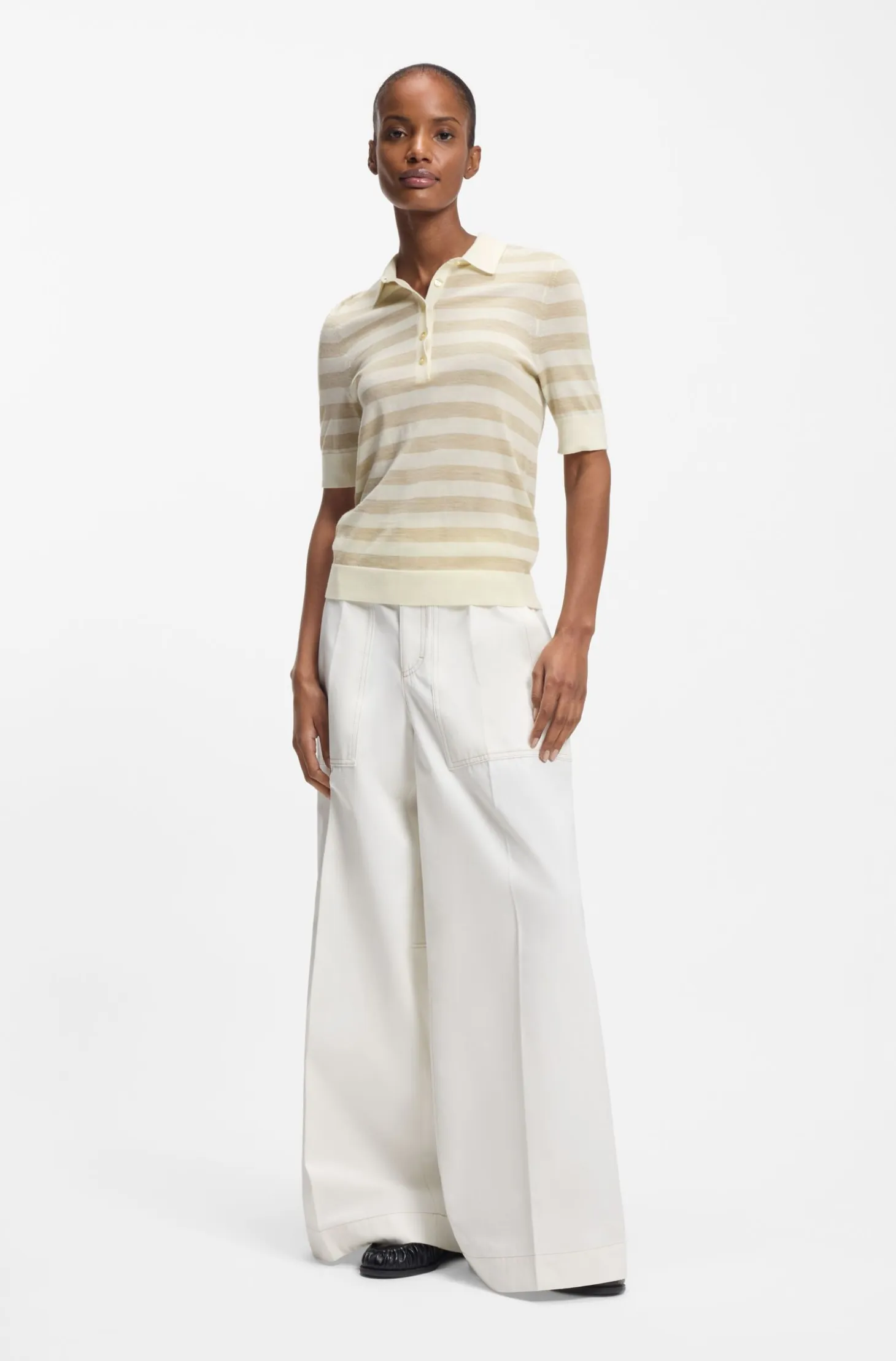 Knit polo in superfine merino wool