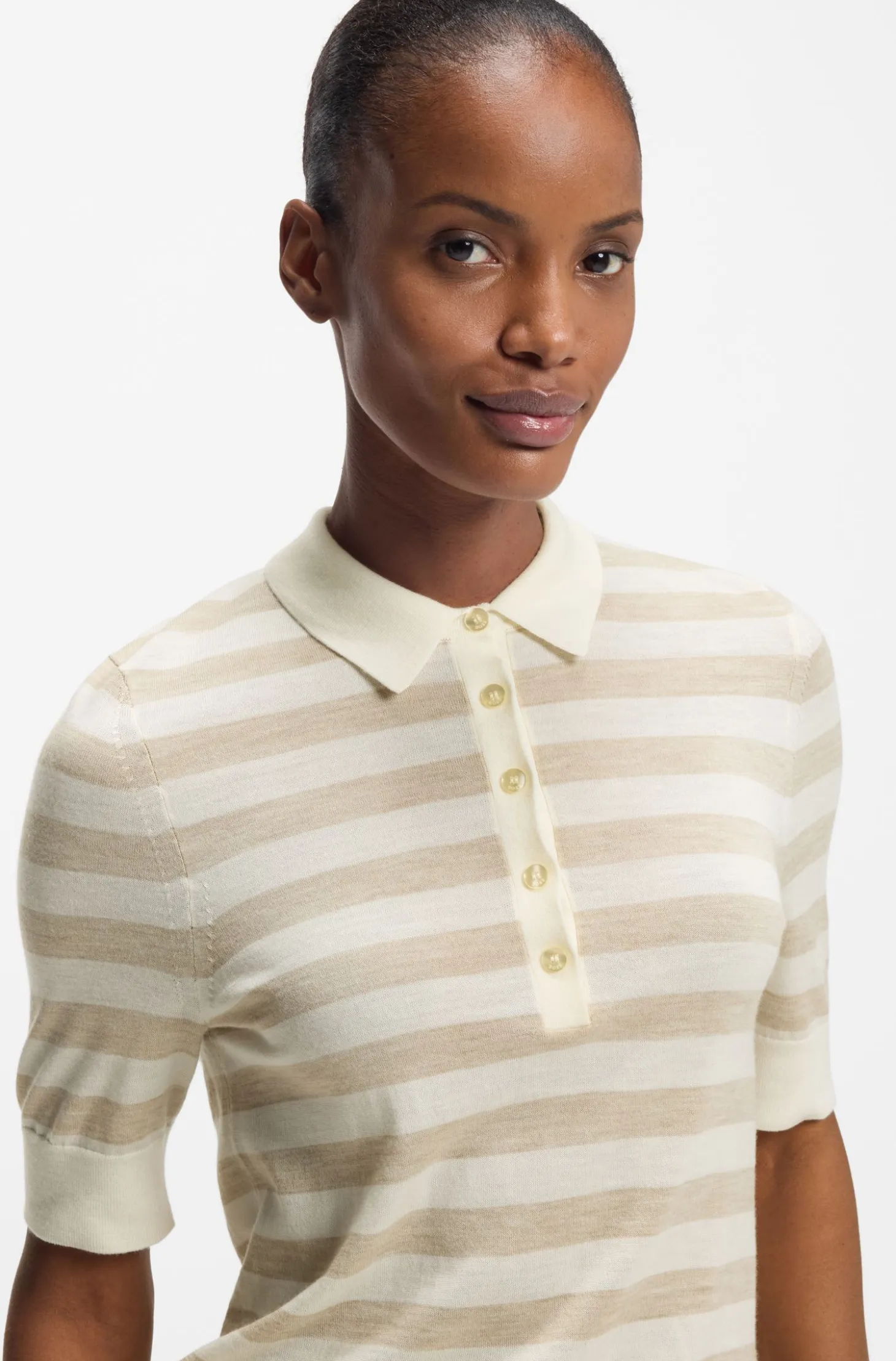 Knit polo in superfine merino wool