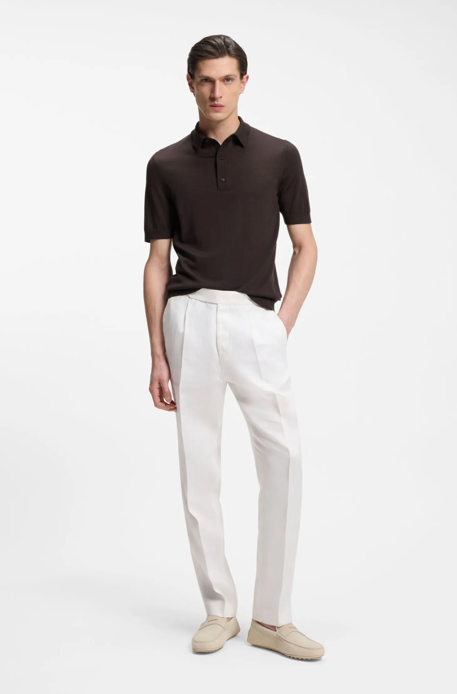 Knit polo in virgin wool