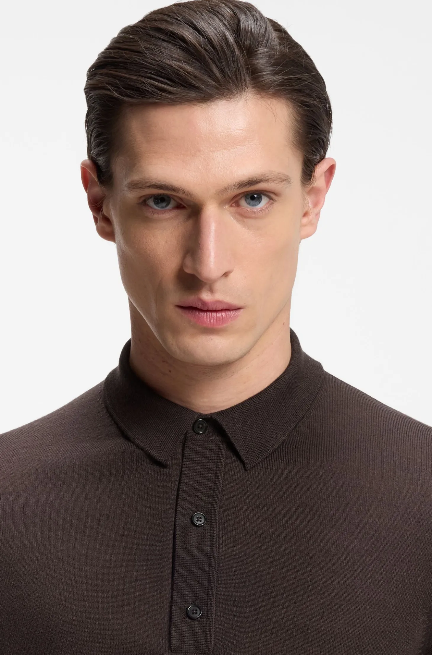 Knit polo in virgin wool