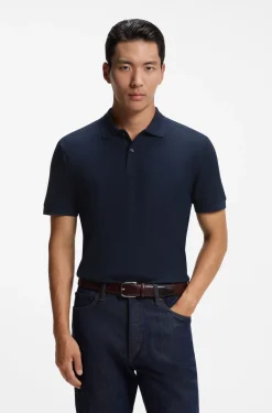 Knit polo shirt in two-tone cotton