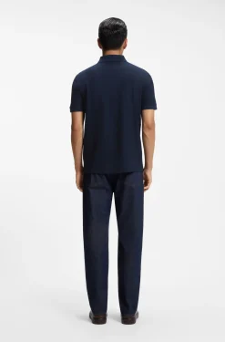 Knit polo shirt in two-tone cotton
