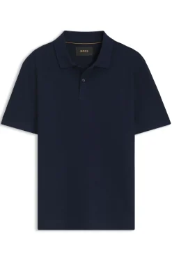 Knit polo shirt in two-tone cotton