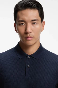 Knit polo shirt in two-tone cotton