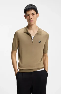 Knit polo with zipped neck