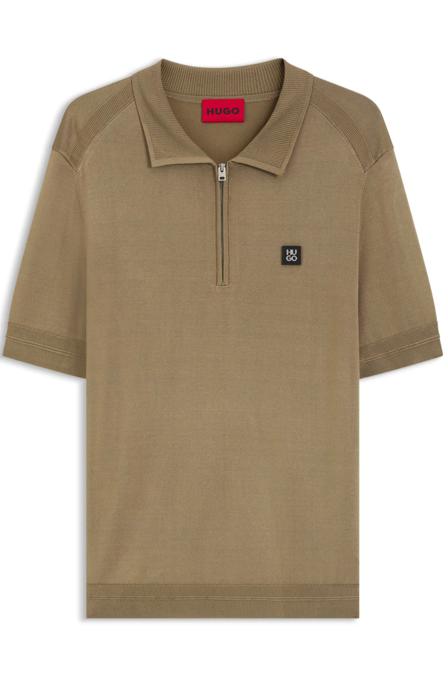 Knit polo with zipped neck