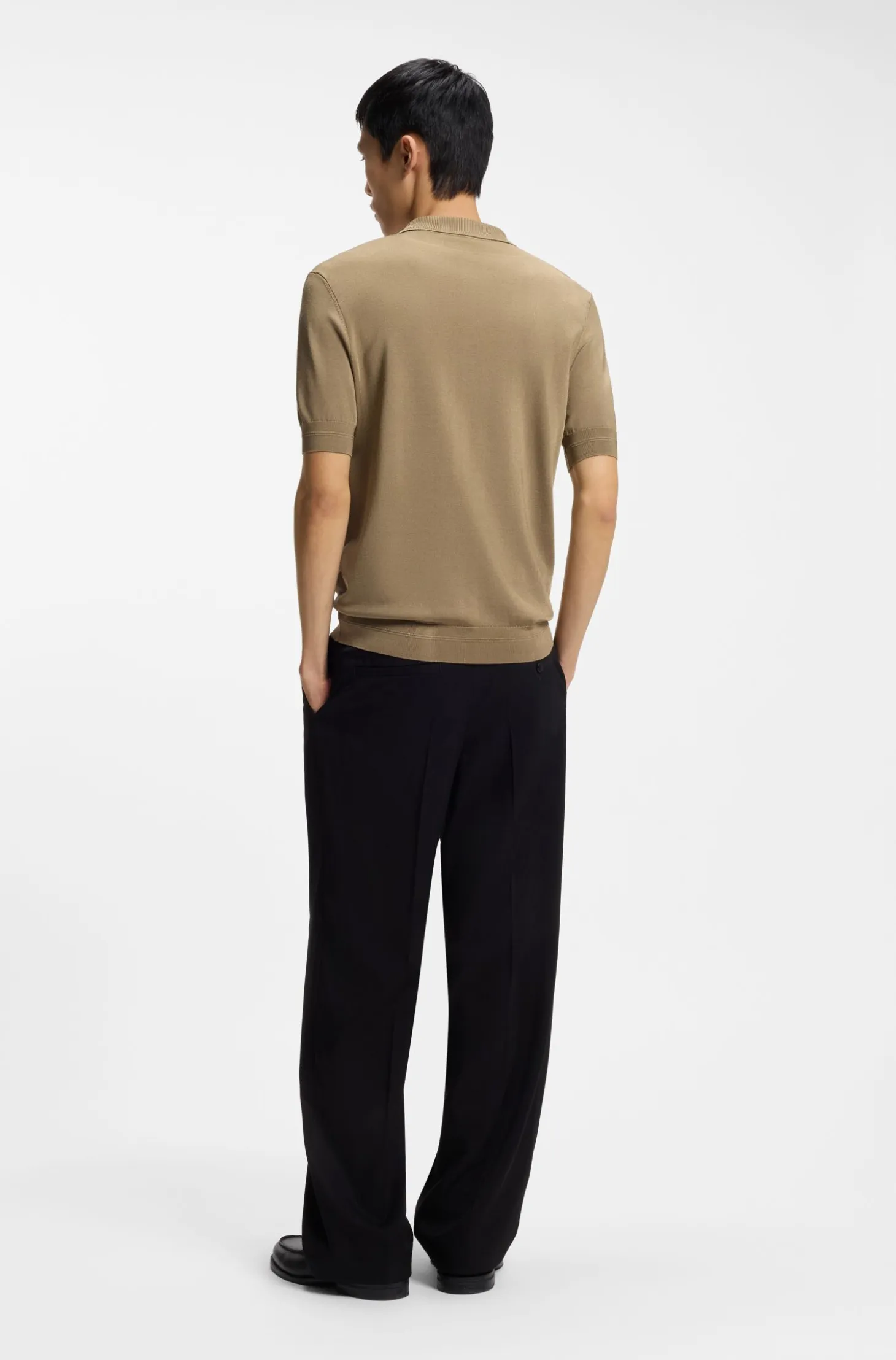 Knit polo with zipped neck