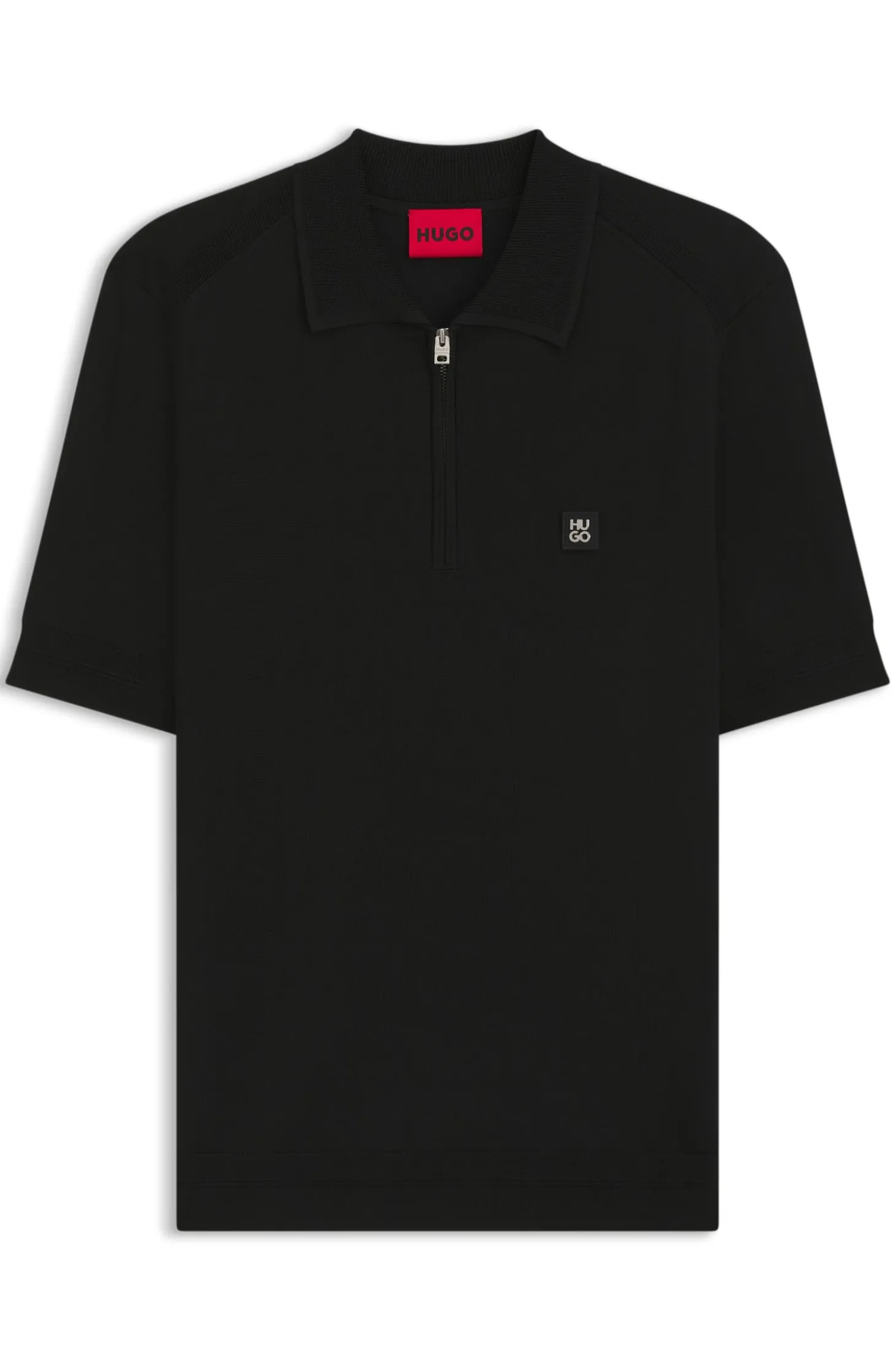 Knit polo with zipped neck