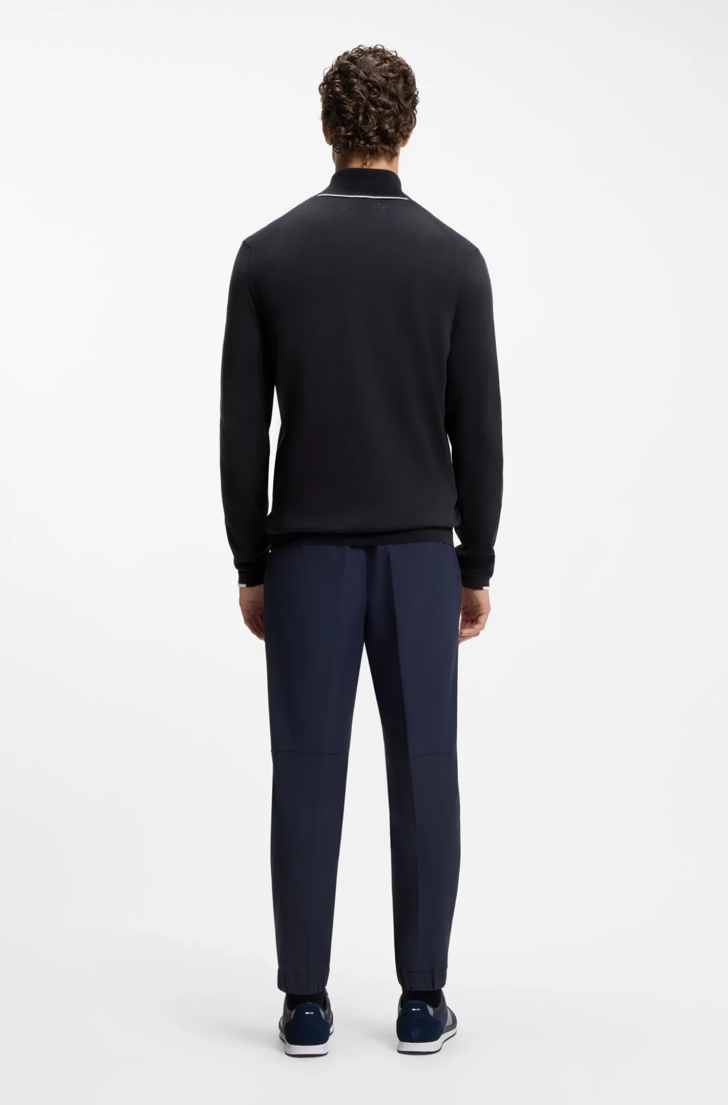 Knitted-cotton cardigan with contrast logo