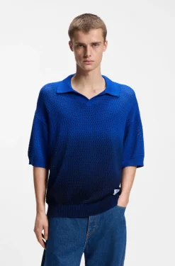 Knitted-cotton sweater with dip-dye effect