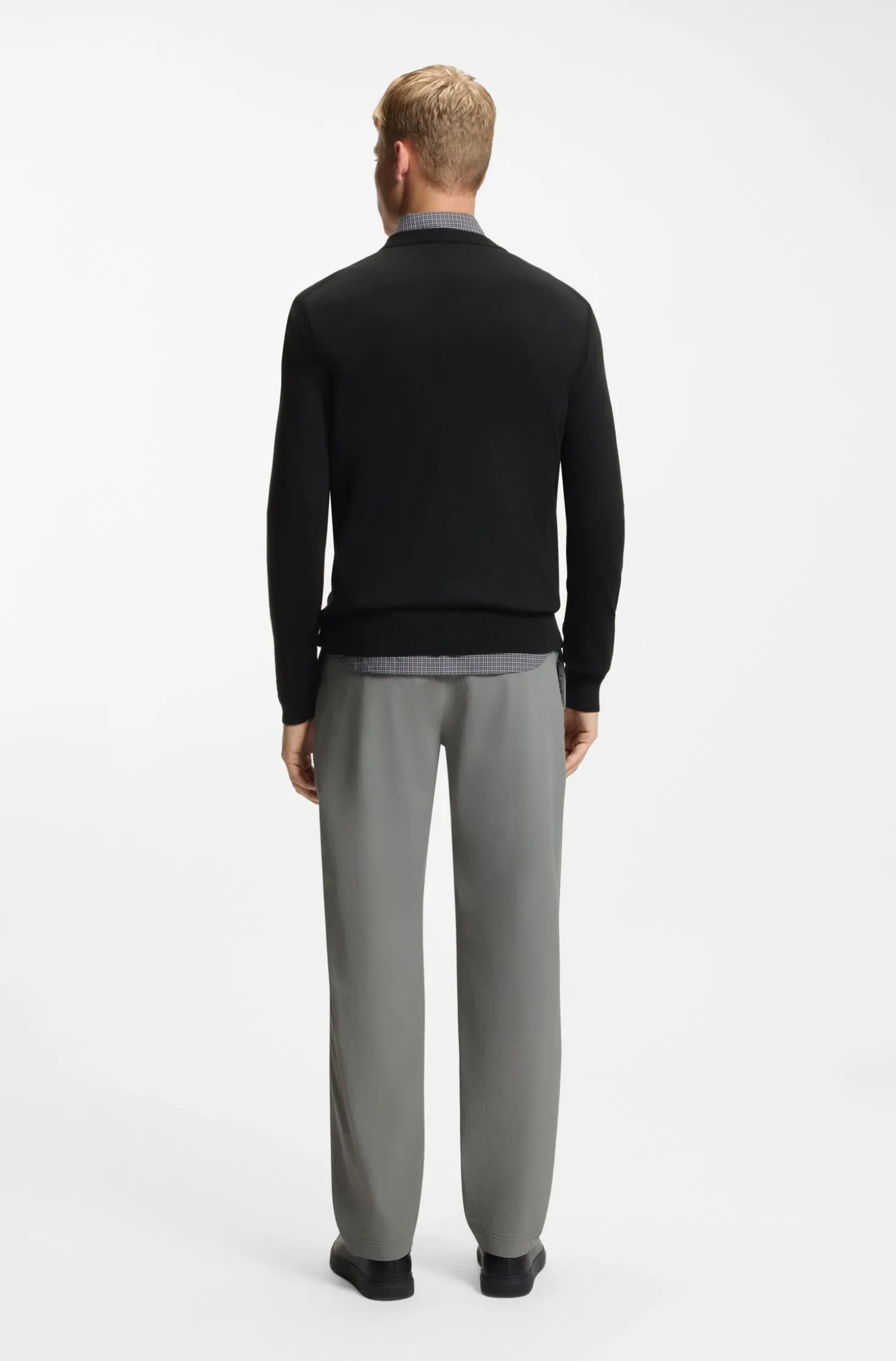 Knitted-cotton sweater with embroidered logo