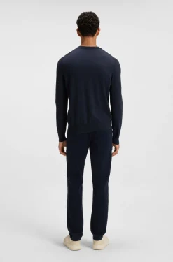 Knitted-cotton sweater with embroidered logo