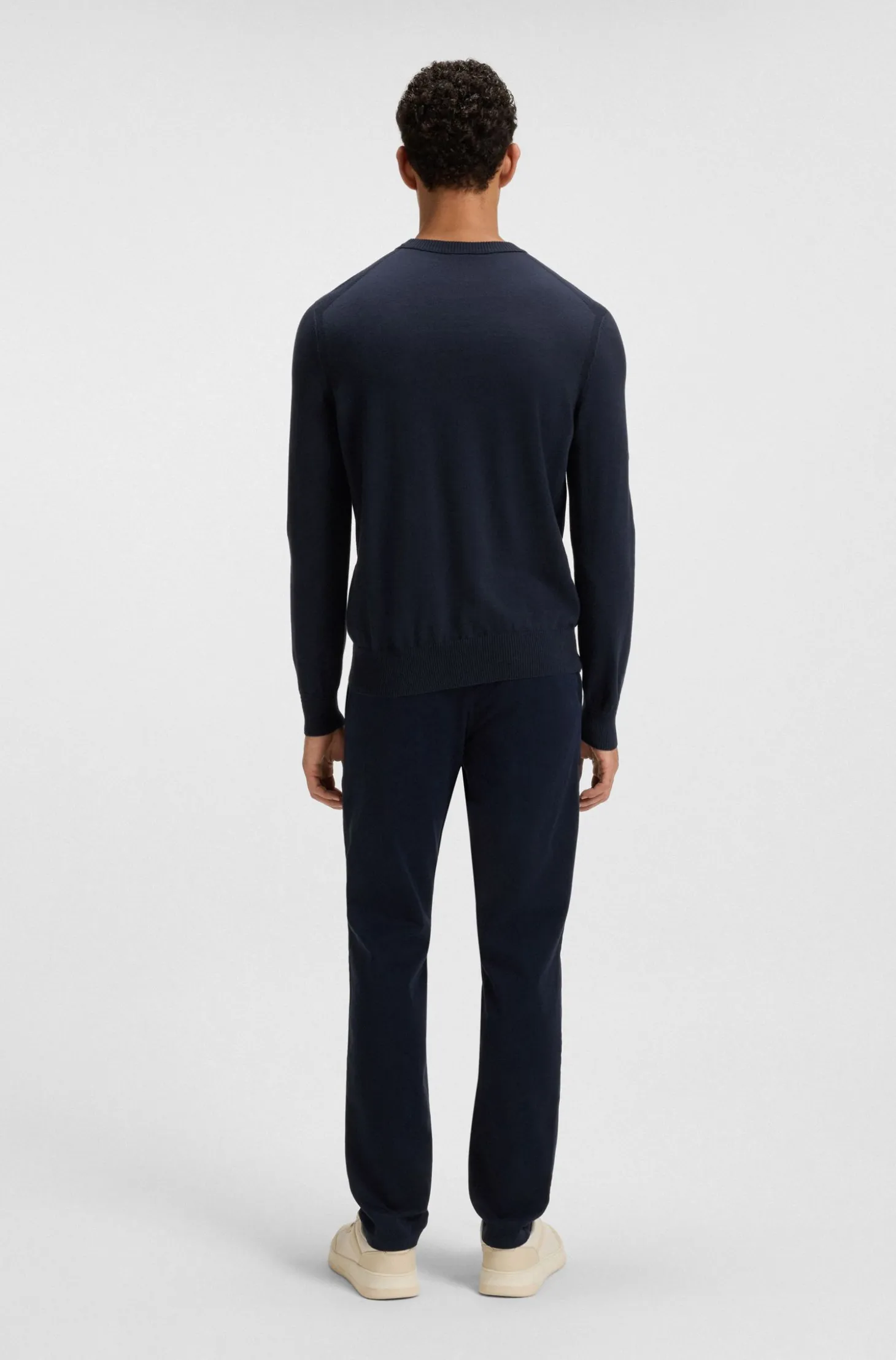 Knitted-cotton sweater with embroidered logo