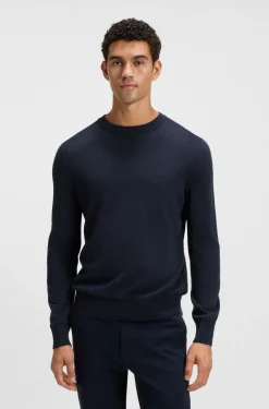 Knitted-cotton sweater with embroidered logo