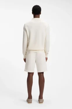 Knitted-cotton sweater with Johnny collar