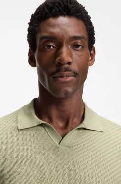 Knitted-cotton sweater with Johnny collar