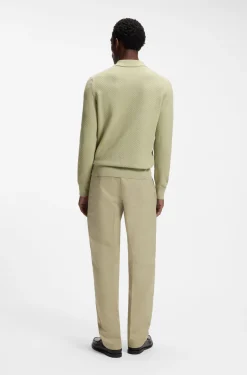 Knitted-cotton sweater with Johnny collar