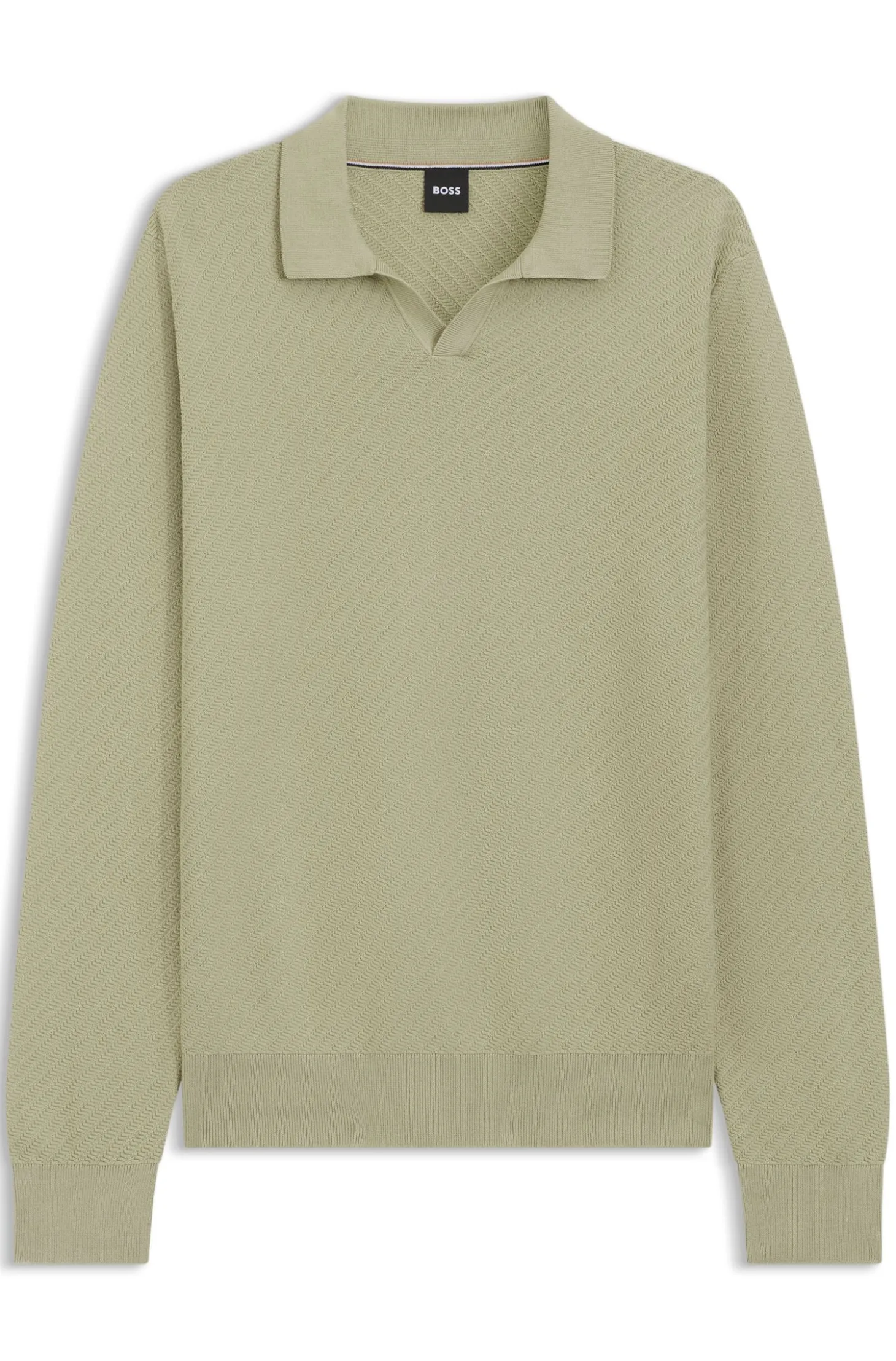 Knitted-cotton sweater with Johnny collar
