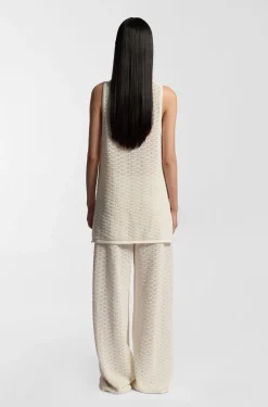 Knitted cotton top with micro-lace structure