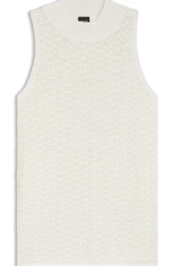 Knitted cotton top with micro-lace structure