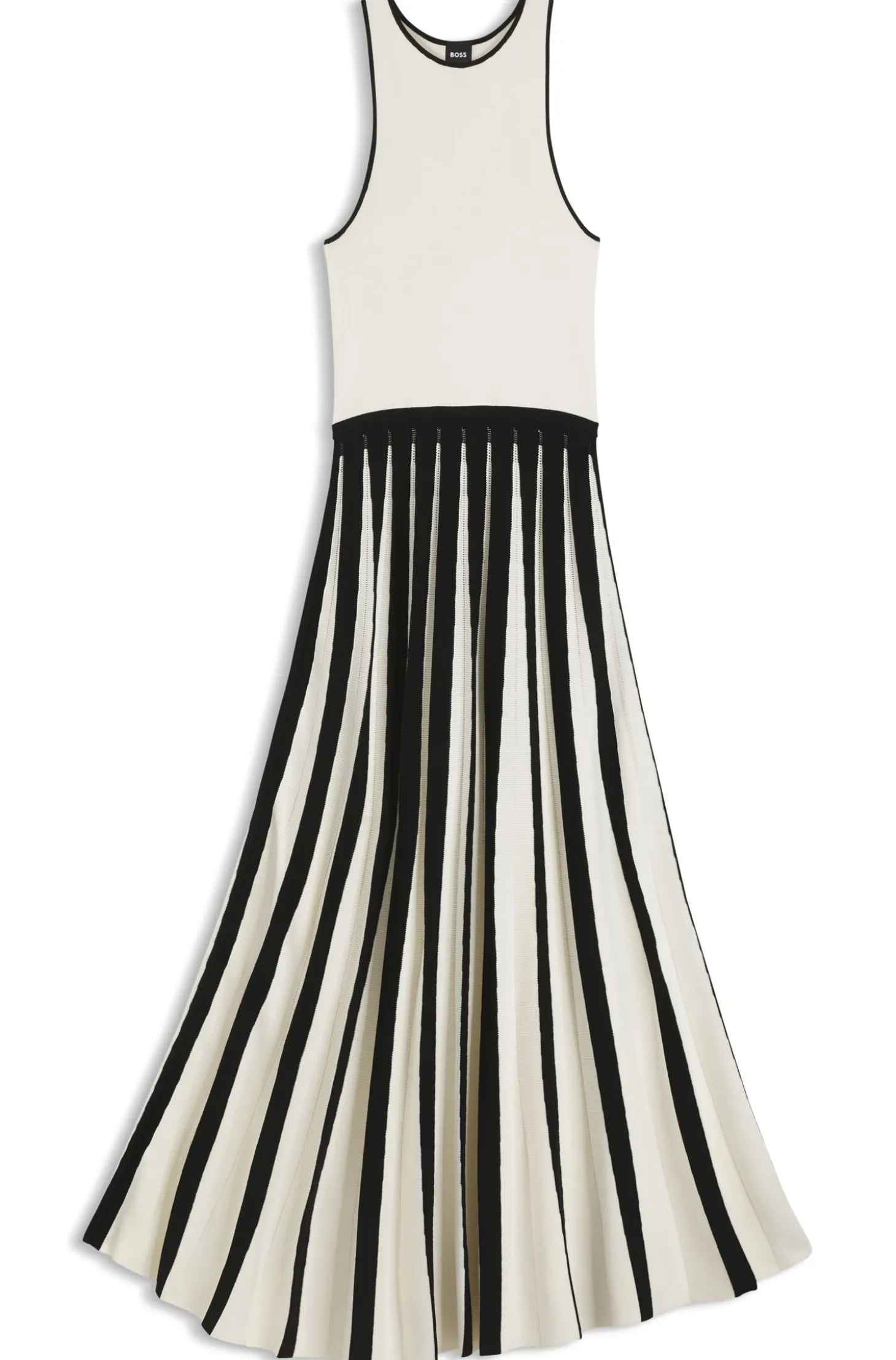 Knitted dress with two-tone pleated skirt