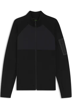 Knitted hybrid jacket with waffle fabric