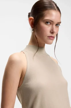 Knitted mock-neck top in superfine yarn