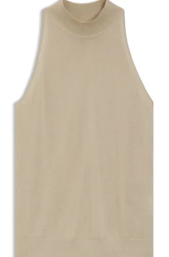 Knitted mock-neck top in superfine yarn