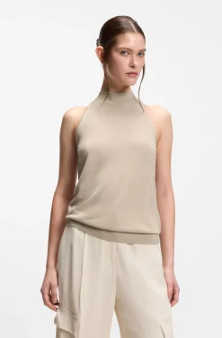 Knitted mock-neck top in superfine yarn