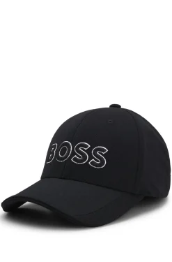 Knitted-piqué six-panel cap with embroidered logo
