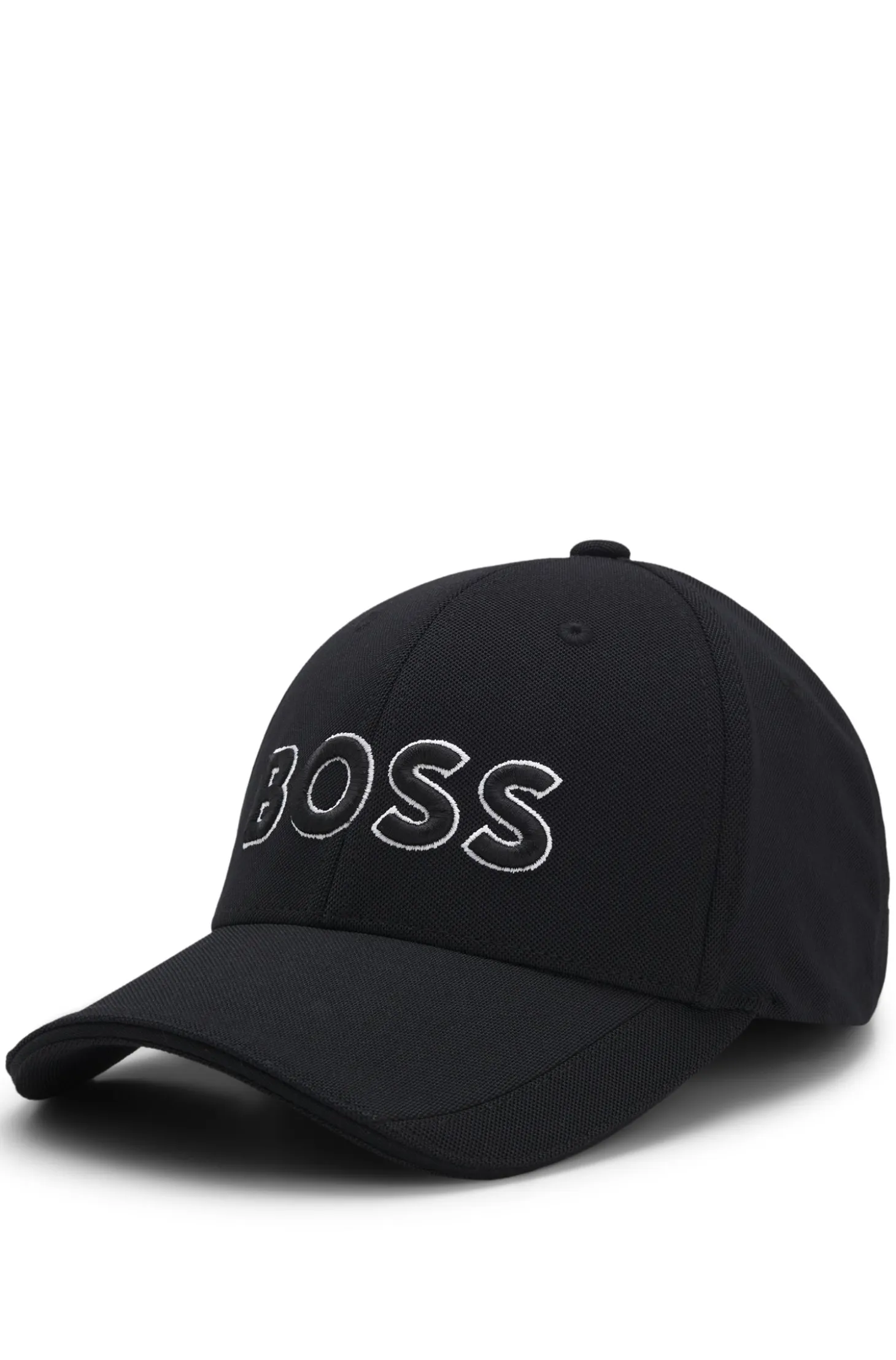 Knitted-piqué six-panel cap with embroidered logo