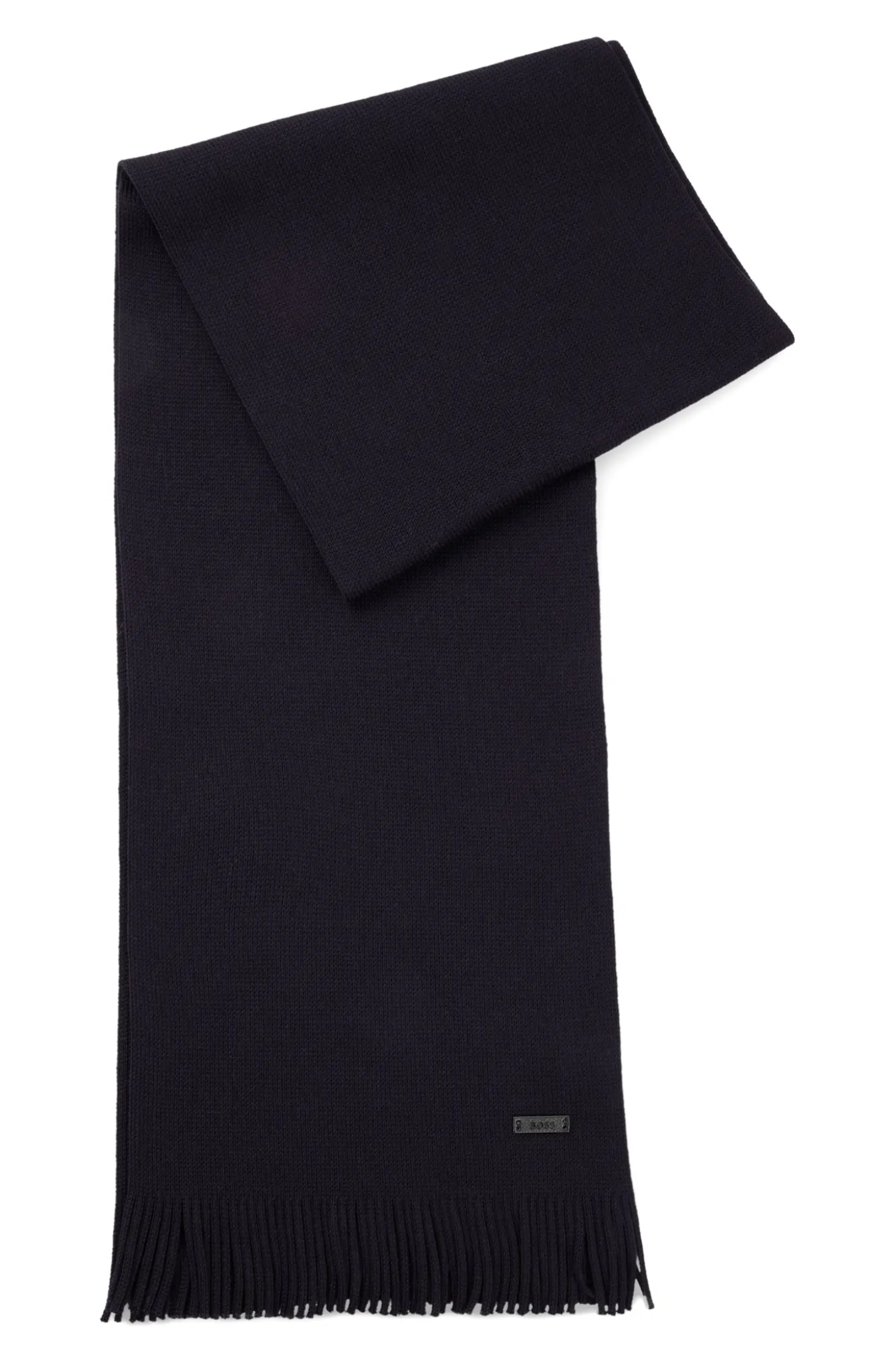 Knitted scarf in virgin wool with logo detail