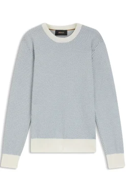 Knitted-structure sweater in cotton and silk