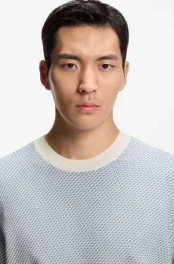 Knitted-structure sweater in cotton and silk